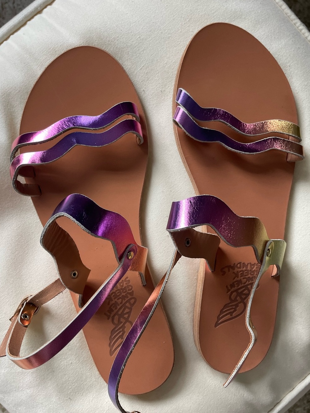 Ancient Greek Metallic Rainbow sandals